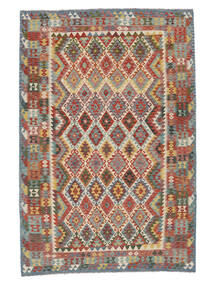  Kilim Afghan Old Style Rug 200X298 Wool Dark Red/Brown Carpetvista