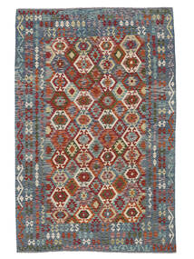  Oriental Kilim Afghan Old Style Rug 202X309 Dark Red/Black Wool, Afghanistan Carpetvista