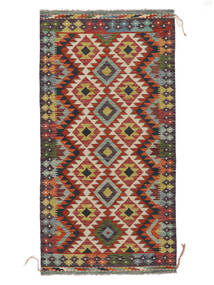 104X200 絨毯 キリム アフガン オールド スタイル オリエンタル ダークレッド/ブラック (ウール, アフガニスタン) Carpetvista