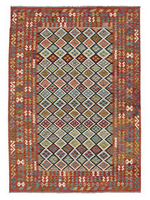 絨毯 キリム アフガン オールド スタイル 209X294 ダークレッド/ダークグリーン (ウール, アフガニスタン)