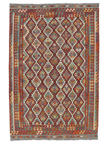 198X302 Kelim Afghan Old Style Teppe Orientalsk Mørk Rød/Brun (Ull, Afghanistan) Carpetvista