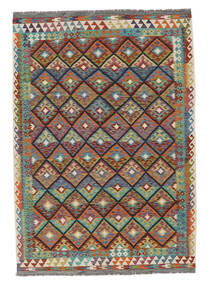  Itämainen Kelim Afghan Old Style Matot Matto 205X298 Ruskea/Tummanharmaa Villa, Afganistan Carpetvista