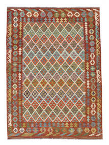 205X288 Kelim Afghan Old Style Teppe Orientalsk Mørk Rød/Brun (Ull, Afghanistan) Carpetvista