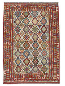  Kilim Afghan Old Style Rug 205X298 Wool Dark Red/Green Carpetvista