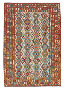  Kilim Afghan Old Style Tapis 205X299 De Laine Rouge Foncé/Marron Carpetvista