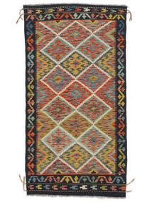  Orientalsk Kelim Afghan Old Style Teppe 98X191 Brun/Svart Ull, Afghanistan Carpetvista