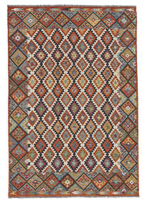  Orientalisk Kelim Afghan Old Style Matta 205X297 Brun/Mörkröd Ull, Afghanistan Carpetvista