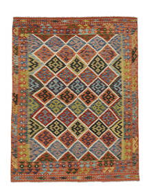159X209 Kelim Afghan Old Style Teppe Orientalsk Brun/Mørk Rød (Ull, Afghanistan) Carpetvista