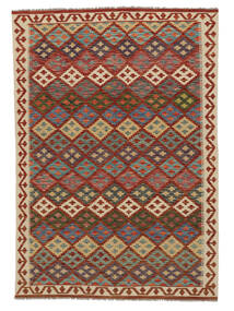 Alfombra Kilim Afghan Old Style 143X205 Rojo Oscuro/Marrón (Lana, Afganistán)