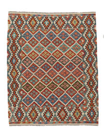 Kelim Afghan Old Style Matot 156X195 Tummanpunainen/Ruskea Carpetvista