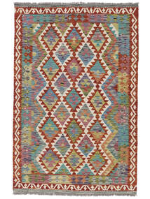 絨毯 キリム アフガン オールド スタイル 124X189 ダークレッド/ダークグレー (ウール, アフガニスタン)
