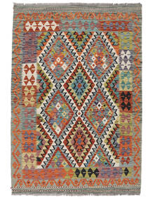 Kelim Afghan Old Style Matta 127X184 Mörkgrå/Mörkröd Ull, Afghanistan Carpetvista