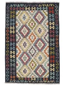  Kilim Afghan Old Style Tappeto 126X185 Di Lana Nero/Beige Piccolo Carpetvista