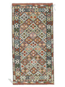  Orientalsk Kelim Afghan Old Style Teppe 100X195 Brun/Grønn Ull, Afghanistan Carpetvista
