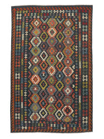  Kelim Afghan Old Style Matot 197X297 Musta/Tummanpunainen Carpetvista