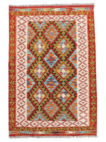 Kelim Afghan Old Style Matot Matto 98X147 Ruskea/Tummanpunainen Villa, Afganistan Carpetvista