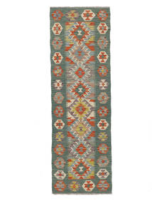  63X199 Kelim Afghan Old Style Matot Käytävämatto Matto Tummanvihreä/Vihreä Afganistan Carpetvista