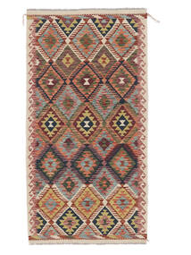 102X200 絨毯 キリム アフガン オールド スタイル オリエンタル ダークレッド/茶色 (ウール, アフガニスタン) Carpetvista