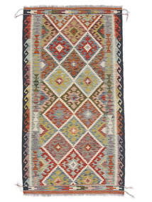 104X194 Tapis Kilim Afghan Old Style D'orient Vert/Noir (Laine, Afghanistan) Carpetvista