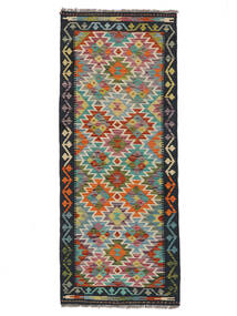 82X201 Kelim Afghan Old Style Matot Matto Itämainen Käytävämatto Tummanvihreä/Musta (Villa, Afganistan) Carpetvista
