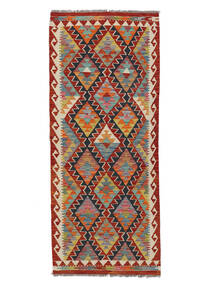 88X210 Kelim Afghan Old Style Teppe Orientalsk Løpere Mørk Rød/Brun (Ull, Afghanistan) Carpetvista