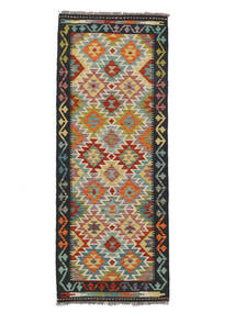 Kelim Afghan Old Style Vloerkleed 75X195 Tapijtloper Bruin/Zwart Wol, Afghanistan Carpetvista
