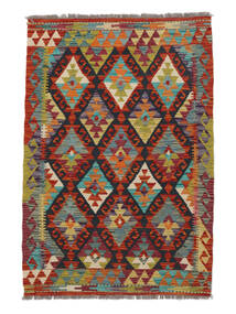  101X149 Kelim Afghan Old Style Matot Matto Tummanpunainen/Musta Afganistan Carpetvista