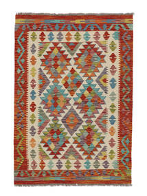 Kelim Afghan Old Stil Teppich 100X143 Dunkelrot/Beige Wolle, Afghanistan Carpetvista