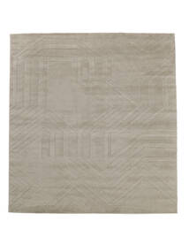 Labyrinth 250X250 Large Greige Square Wool Rug