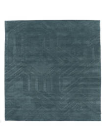  ウール 絨毯 250X250 Labyrinth ダークターコイズ 正方形 ラグ 大 