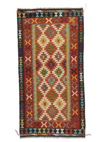  Oriental Kilim Afghan Old Style Rug 99X195 Dark Red/Black Wool, Afghanistan Carpetvista