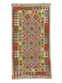  Kilim Afghan Old Style Rug 101X192 Wool Brown/Dark Green Small Carpetvista