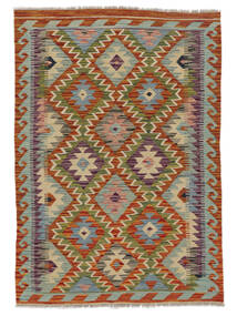  Kelim Afghan Old Style Matot 100X143 Villamatto Tummanpunainen/Tummankeltainen Pieni Matto Carpetvista