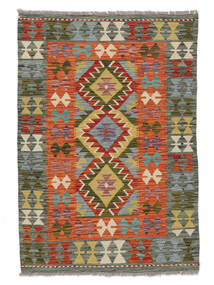  Orientalsk Kelim Afghan Old Style Teppe 97X138 Grønn/Mørk Rød Ull, Afghanistan Carpetvista