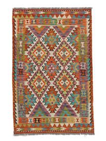  99X153 Kelim Afghan Old Style Matot Matto Ruskea/Tummanpunainen Afganistan Carpetvista