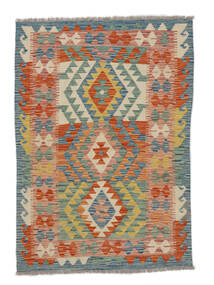 Kelim Afghan Old Stil Teppich 103X148 Grün/Dunkelrot Wolle, Afghanistan Carpetvista