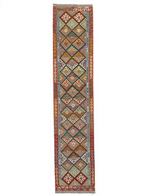 82X392 Dywan Orientalny Kilim Afgan Old Style Chodnikowy Ciemnoczerwony/Brunatny (Wełna, Afganistan) Carpetvista
