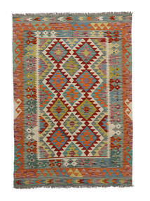  123X177 Kelim Afghan Old Style Matot Matto Vihreä/Tummanpunainen Afganistan Carpetvista