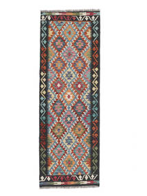 Kelim Afghan Old Style Teppe 64X190Løpere Svart/Brun Ull, Afghanistan Carpetvista