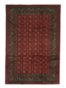  Afghan Fine Vloerkleed 198X289 Wol Zwart/Donkerrood Carpetvista