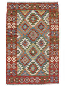  95X147 Kelim Afghan Old Style Matot Matto Tummanpunainen/Ruskea Afganistan Carpetvista