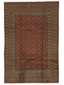  Afegão Fine Tapete 198X304 Lã Preto/Vermelho Escuro Carpetvista
