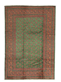 209X306 Afghan Fine Teppe Orientalsk Mørk Grønn/Brun (Ull, Afghanistan) Carpetvista