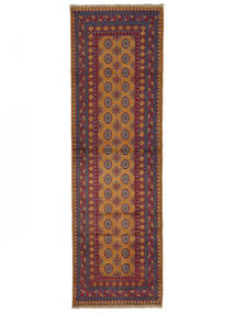 80X291 Afghan Fine Teppich Orientalischer Läufer Dunkelrot/Schwarz (Wolle, Afghanistan) Carpetvista