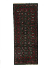 Afghan Fine Teppich 82X207 Läufer Schwarz Wolle, Afghanistan Carpetvista