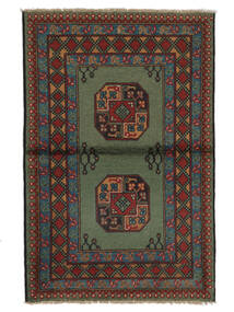  Afghan Fine Tappeto 101X156 Di Lana Nero/Verde Scuro Piccolo Carpetvista