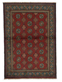  Afghan Fine Vloerkleed 100X150 Wol Zwart/Donkerrood Klein Carpetvista