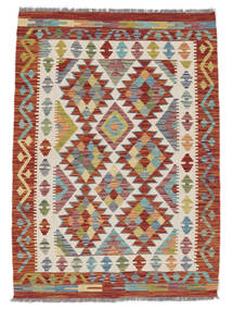  Kelim Afghan Old Style Matot 104X145 Villamatto Tummanpunainen/Beige Pieni Matto Carpetvista