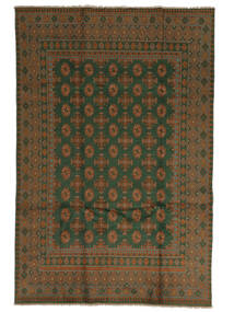 Afghan Fine Teppich 194X289 Schwarz/Braun Wolle, Afghanistan Carpetvista