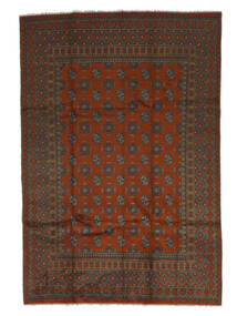 195X289 Afghan Fine Matot Matto Itämainen Musta/Tummanpunainen (Villa, Afganistan) Carpetvista